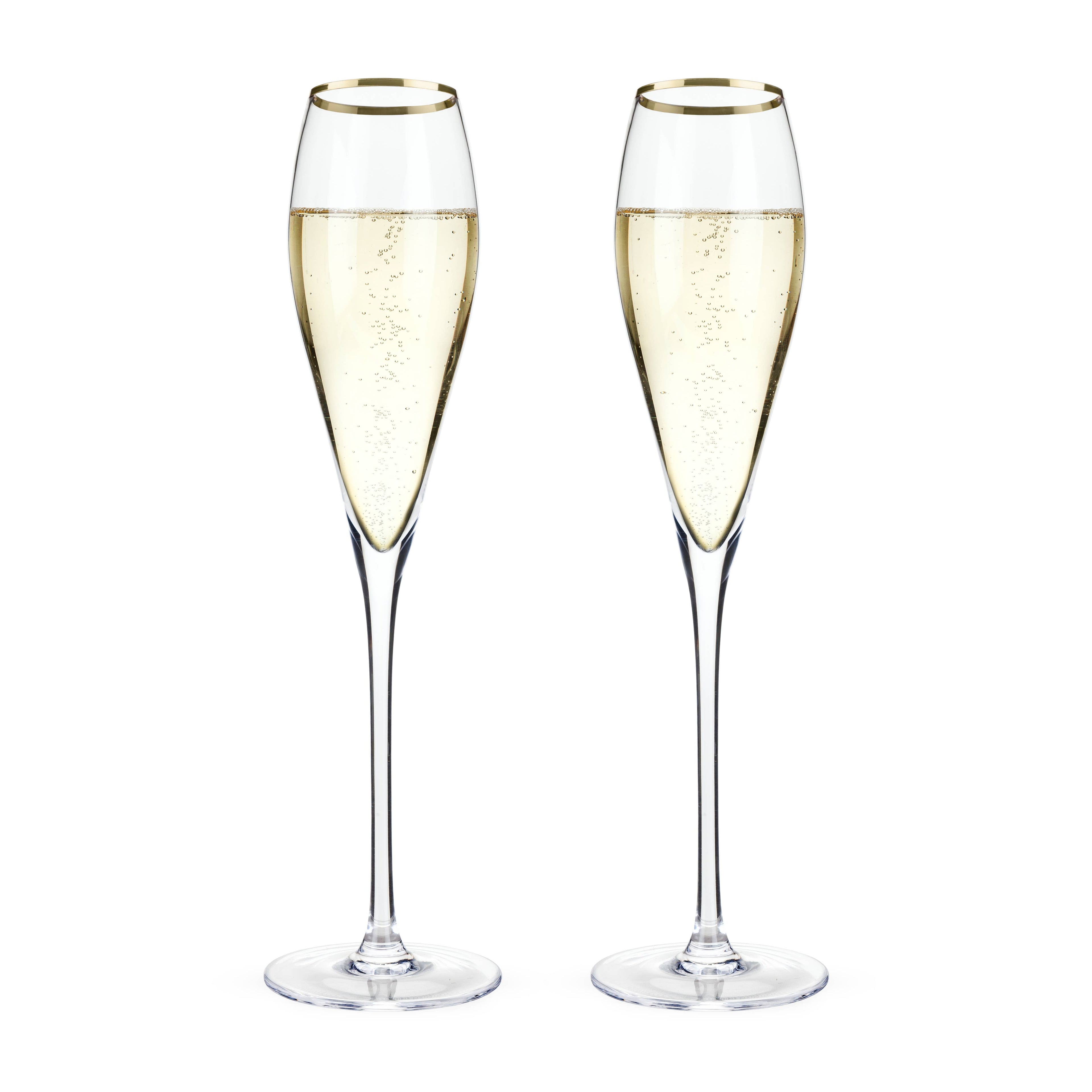 Belmont™ - Gold Rimmed Crystal Champagne Flutes