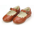 L'amour Sonia Scalloped Flat in Cognac