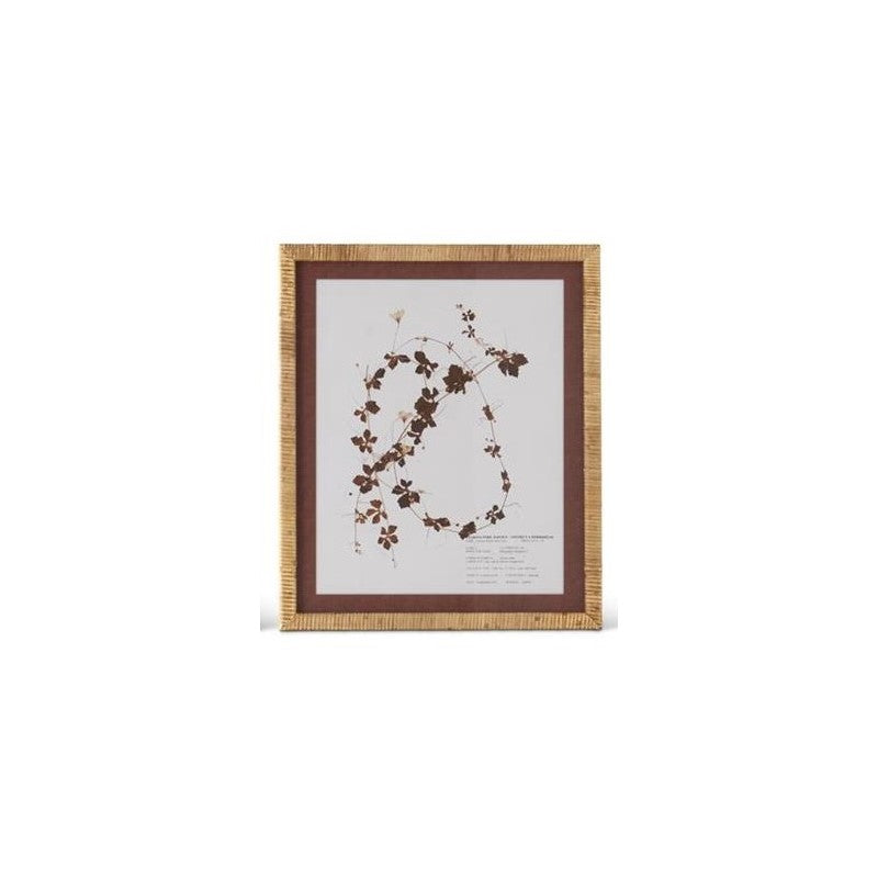 Brown & White Fern Print with Rattan Frame