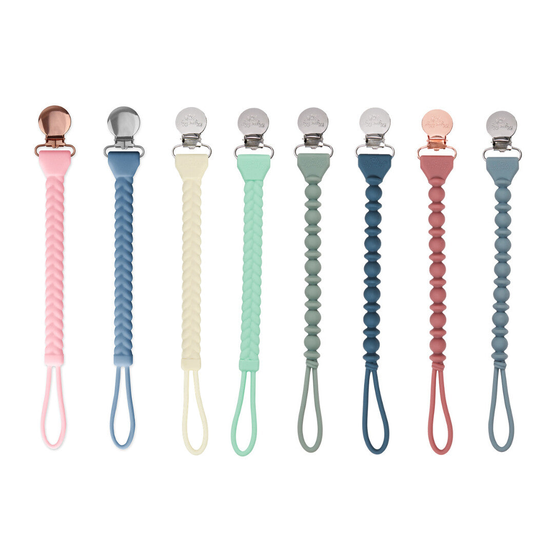 Itzy Ritzy Sweetie Straps Silicone Pacifier Clips-Rosewood Beaded