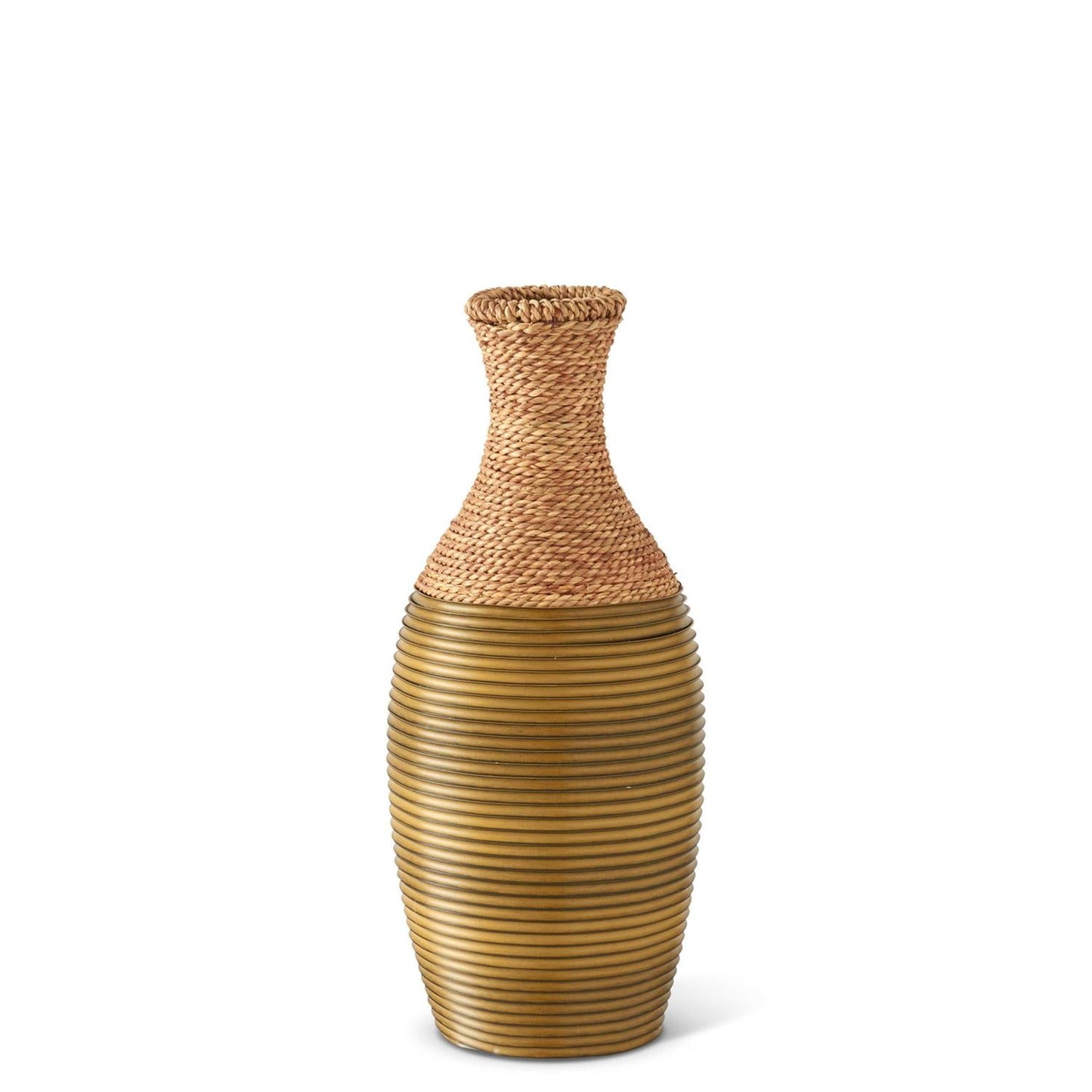 Rattan & Wood Wrapped Metal Framed Vases