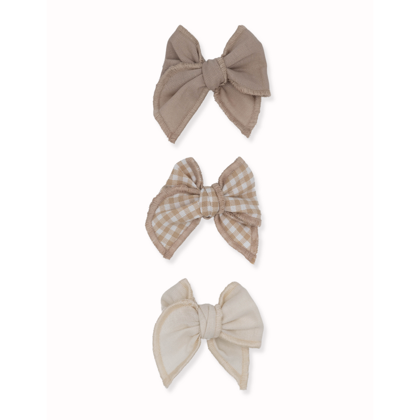 Neutral Solid and Plaid Mini Fable Clips, Set of 3