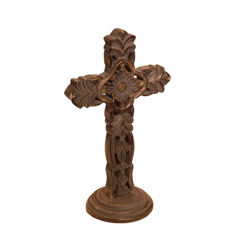 San Miguel Hand Carved Wood Table Cross-Wilco Home-Lasting Impressions