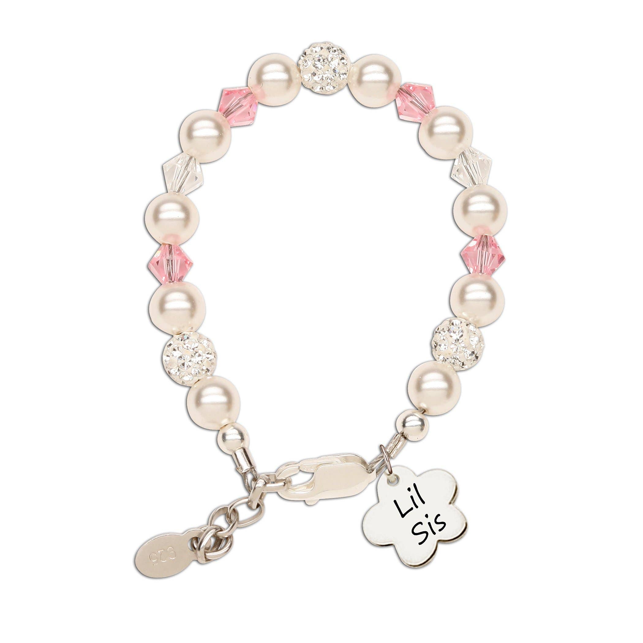 Cherished Moments Lil Sis (Flower)-Sterling Silver Little Sister Bracelet