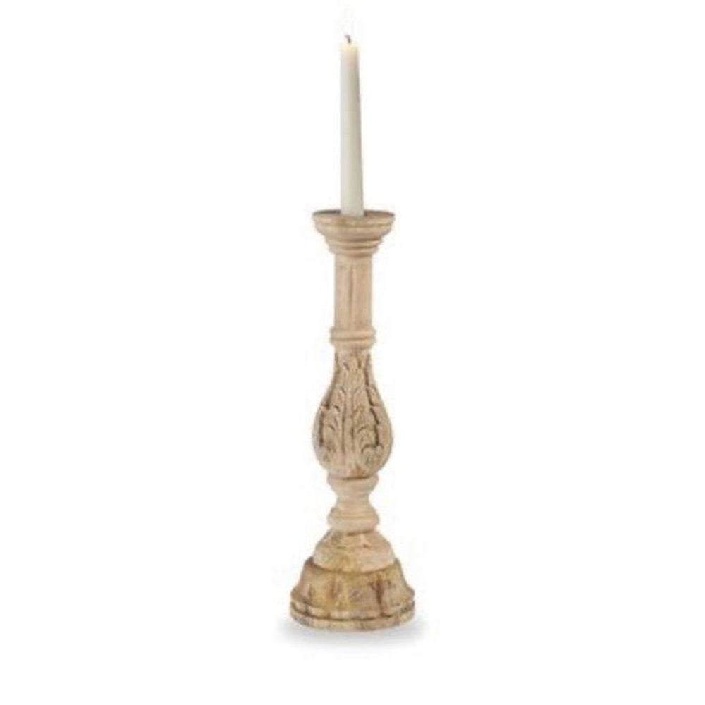 Wooden Carved Candlestick-Mud Pie-Lasting Impressions