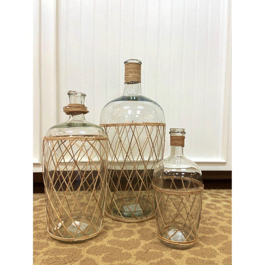 Set Of 3 Clear Jugs Wrapped With Straw-vendor-unknown-Lasting Impressions
