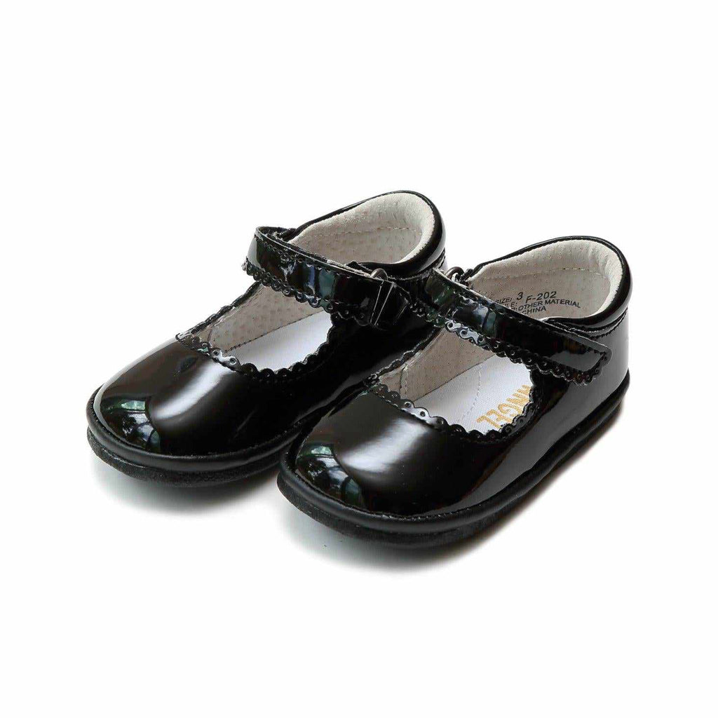 Black Patent L'Amour Cara Scalloped Mary Jane