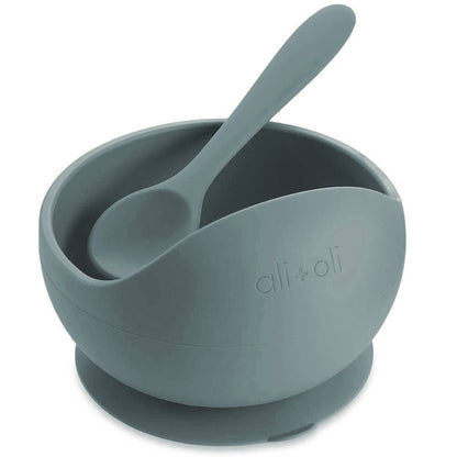 Ali+Oli Silicone Suction Bowl & Spoon Set, Original in Cloud