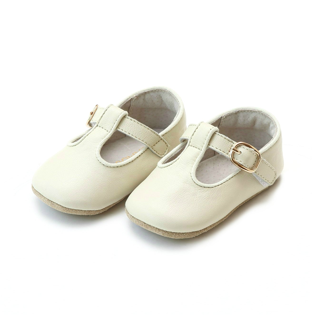 Light Beige Evie T-Strap Mary Jane Crib Shoe (Infant)-L'Amour-Lasting Impressions