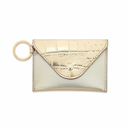 Leather Mini Envelope Wallet - Solid Gold Rush Croc-Embossed