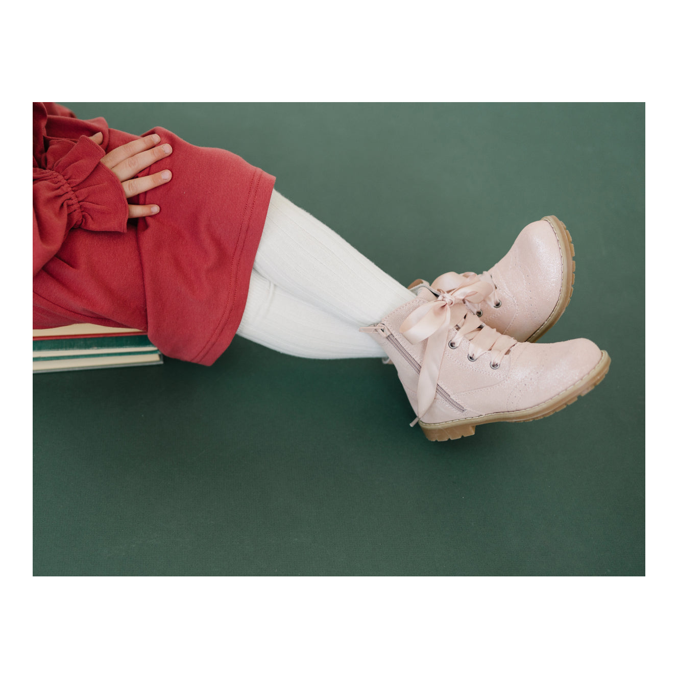 Stellina Lace Up Boot by L'amour in Blush Pink