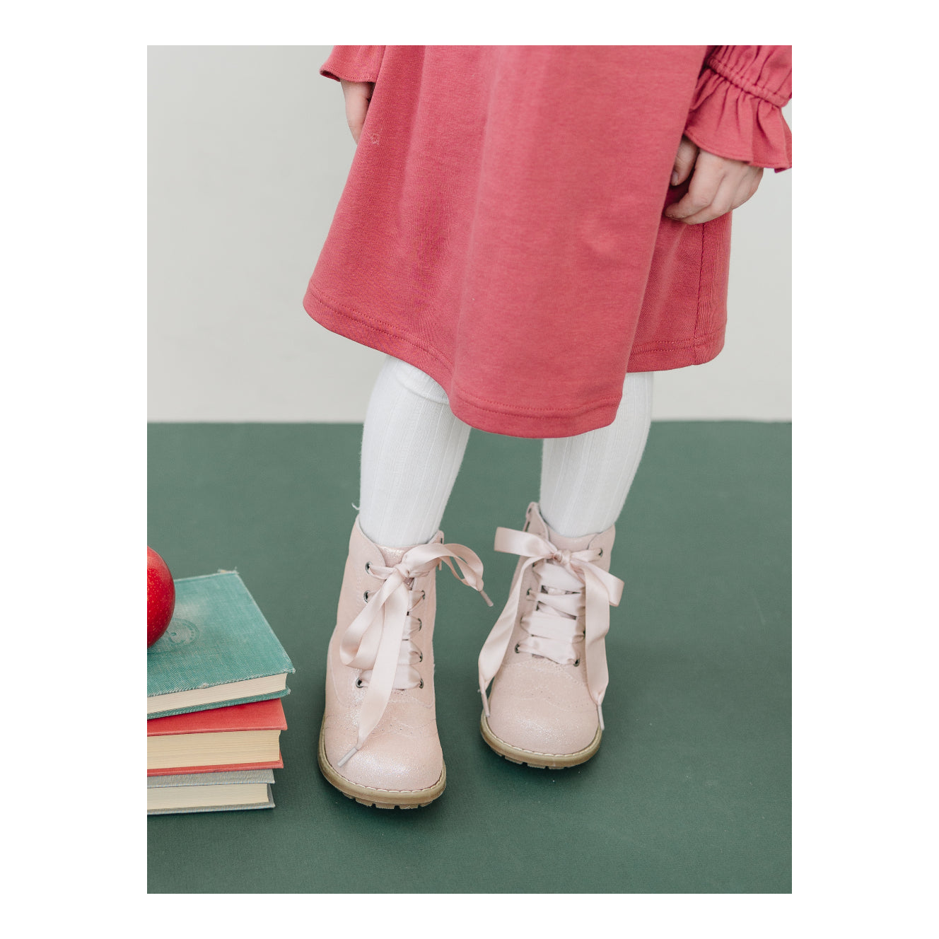 Stellina Lace Up Boot by L'amour in Blush Pink