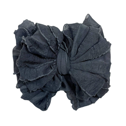 Dark Grey Ruffled Headband/Bow by Rockin Royalty