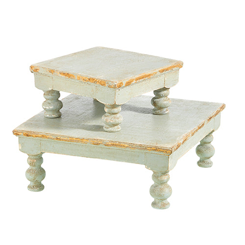 Distressed Blue With Brushed Gold Risers