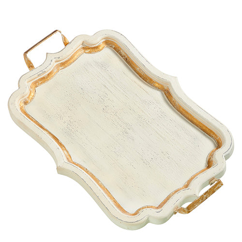 Distressed White With Gold Tray
