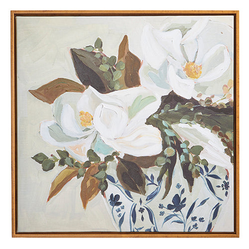 White Florals In Chinoiserie Vase Framed Can
