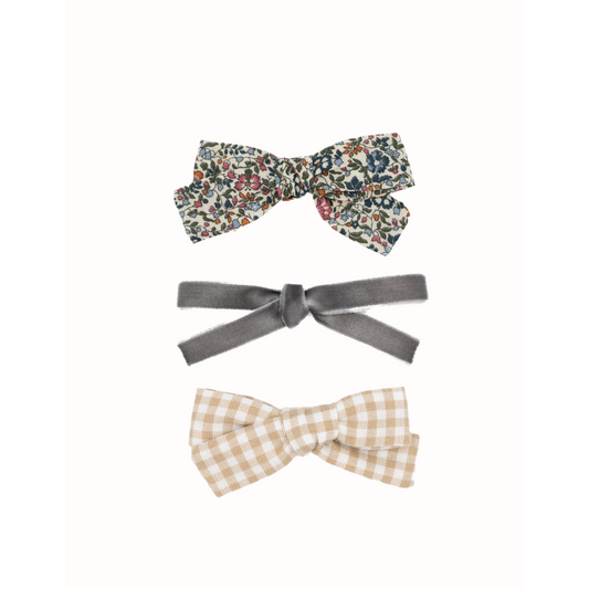 Liberty Velvet and Plaid Mini Schoolgirl Bow