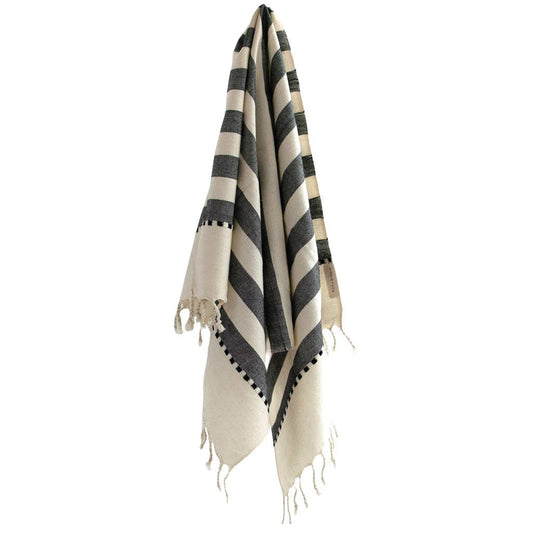 Oversized Woven Hand Towel - Wide Stripes