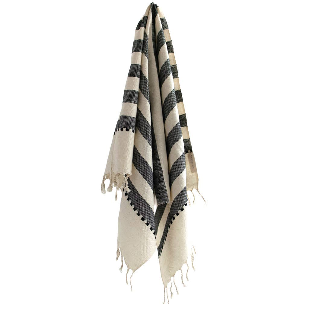 Oversized Woven Hand Towel - Wide Stripes