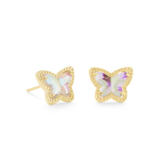 Lillia Butterfly Stud Earring in Gold Dichroic Glass-Kendra Scott-Lasting Impressions