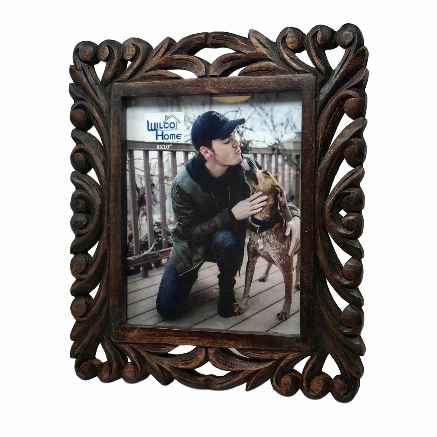 Castille Hand-Carved Wood Photo Frame with Fold Out Stand