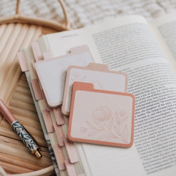 Coral Floral Sticky Tabs