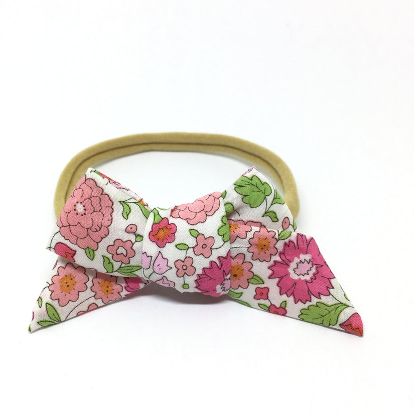 Pink and Green Floral Chunky Hair Bow-The Tiny Bow Shop-Lasting Impressions
