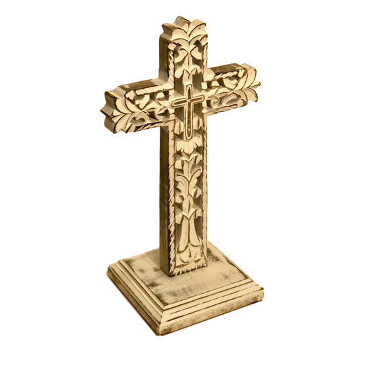 Monument Carved Wood Table Cross