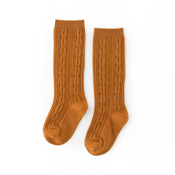 Little Stocking Co Cable Knit Knee High Socks Gold