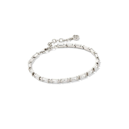 Kendra Scott Juliette Delicate Chain Bracelet Rhodium White Crystal