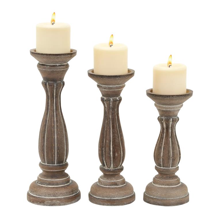 Brown Wood Traditional Candlesticks