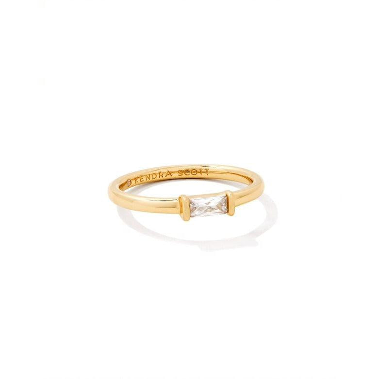 Kendra Scott Juliette Band Ring Rhodium White Crystal