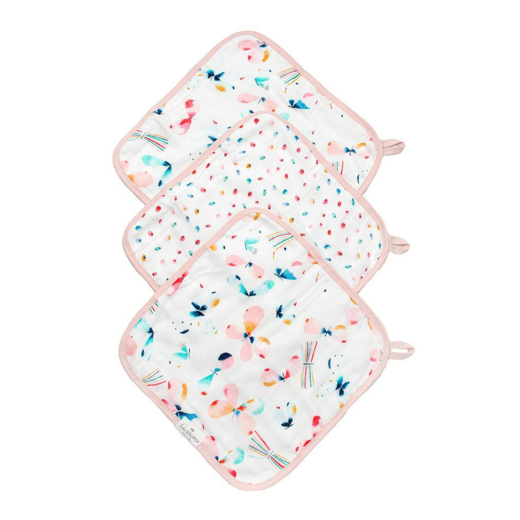 Lou Lou Lollipop Washcloth 3-Piece Set in Butterfly