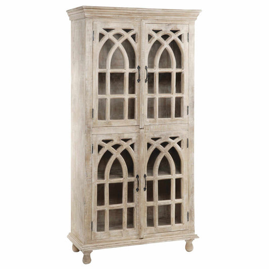 Bengal Manor Light Mango Wood Cathedral Design 4 Door Cabinet