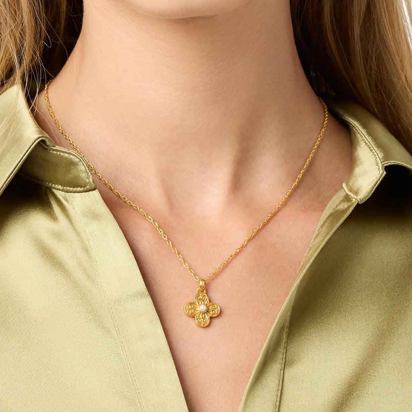 Julie Vos Gold Pearl Corinth Delicate Necklace