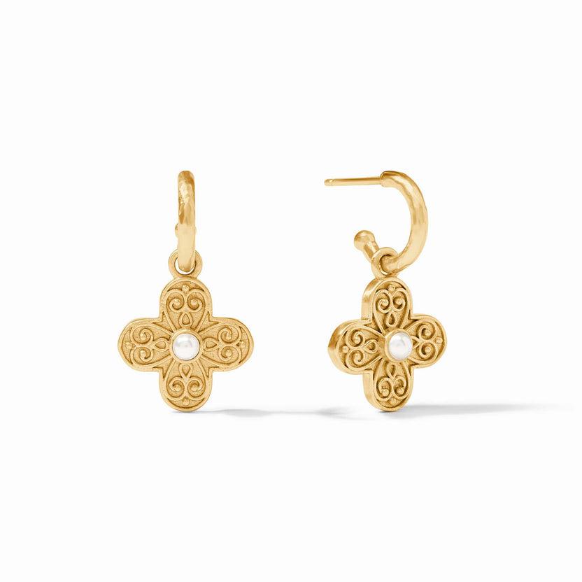 Julie Vos Gold Pearl Corinth Hoop & Charm Earring