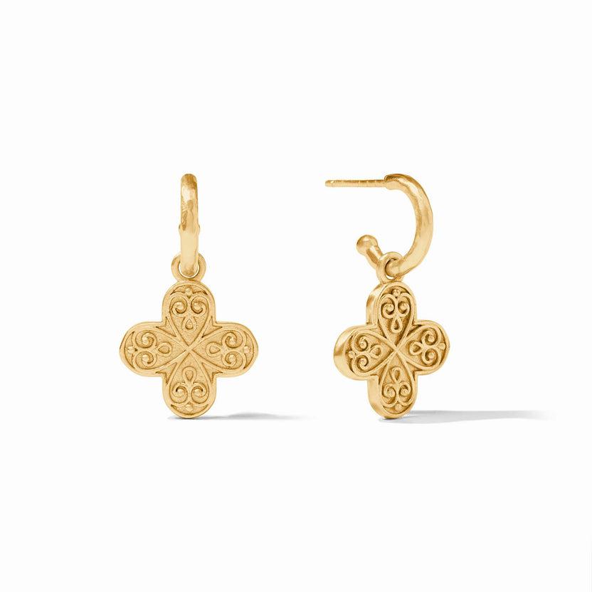 Julie Vos Gold Pearl Corinth Hoop & Charm Earring