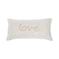 Cotton Embroidered Lumbar Pillow with Eyelash Fringe "Love"