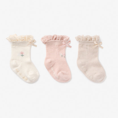 Floral Ankle Socks, 3-pack