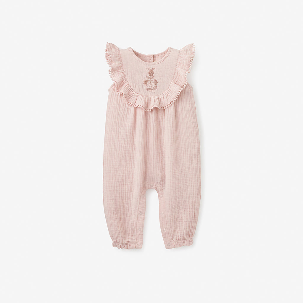 Elegant Baby Muslin Jumpsuit with Lace