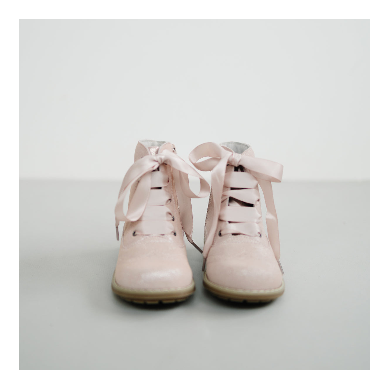 Stellina Lace Up Boot by L'amour in Blush Pink