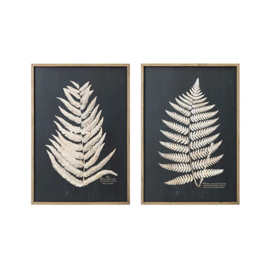 Two framed wall Decors with laser cut fern leaf designs, one displayed above the other, against a white background.