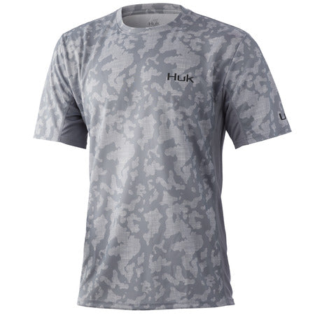 HUK Icon X Running Lakes Short Sleeve in Overcast Grey