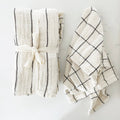 Cotton Napkins with Plaid and Stripes, Set of 4