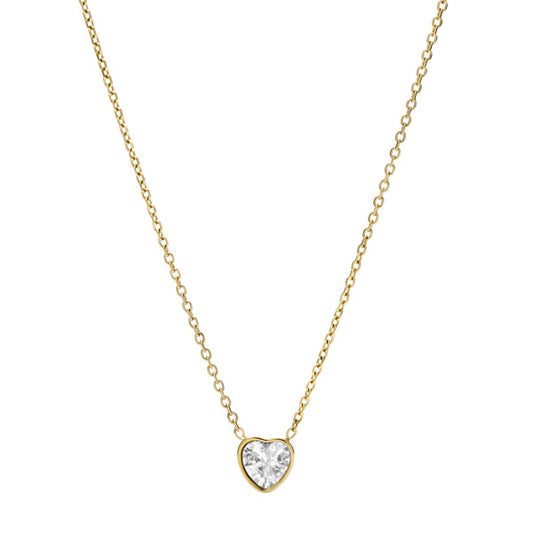 Crystal Heart Necklace in Gold