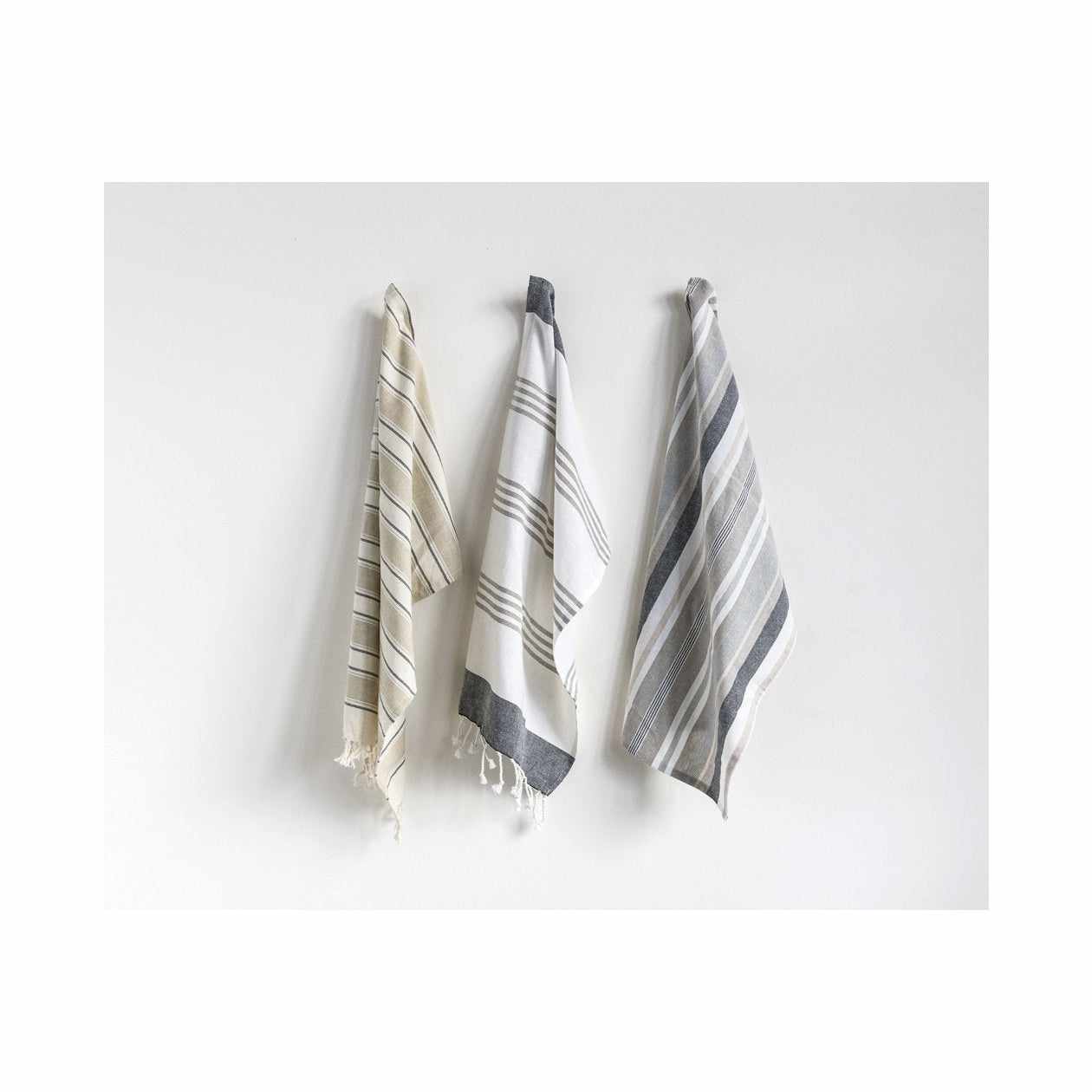 Cotton Striped Tea Towels, Set of 3