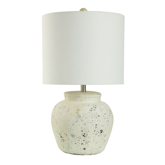 Quin Cotta Rustic Cement Table Lamp, Distressed Cream StyleCraft Home Collection