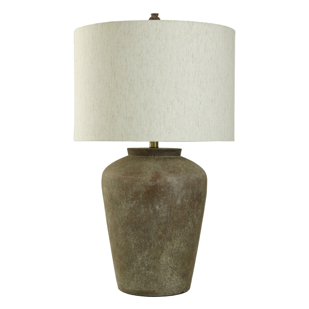 Patina Cotta, Rustic Cement Table Lamp With A Distressed Brown Finish StyleCraft Home Collection