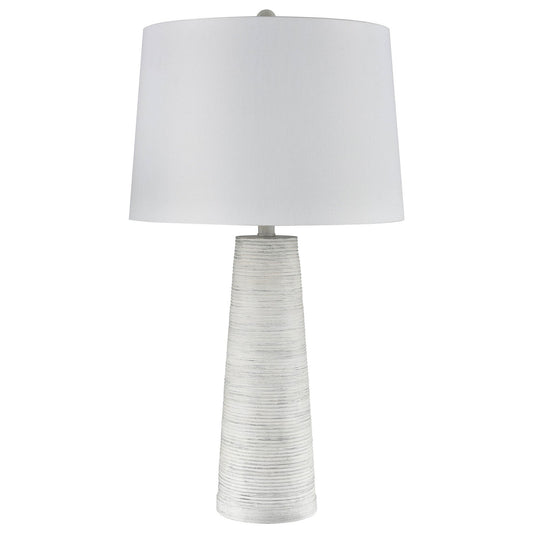 White Washed Cone Ribbed Table Lamp Base Design StyleCraft Home Collection