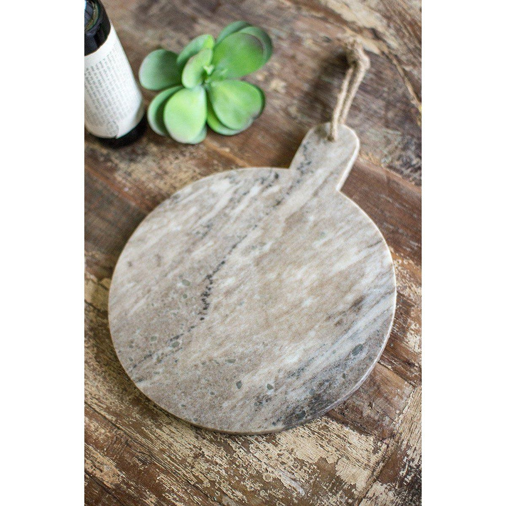 Round Grey Marble Cutting Board With Jute-Kalalou-Lasting Impressions